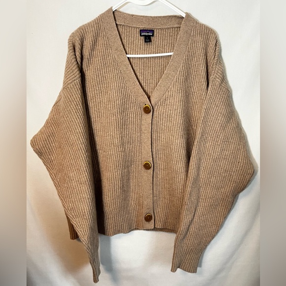 Patagonia Women's Recycled Wool-Blend Cardigan in El Cap Khaki Size L - Picture 2 of 9